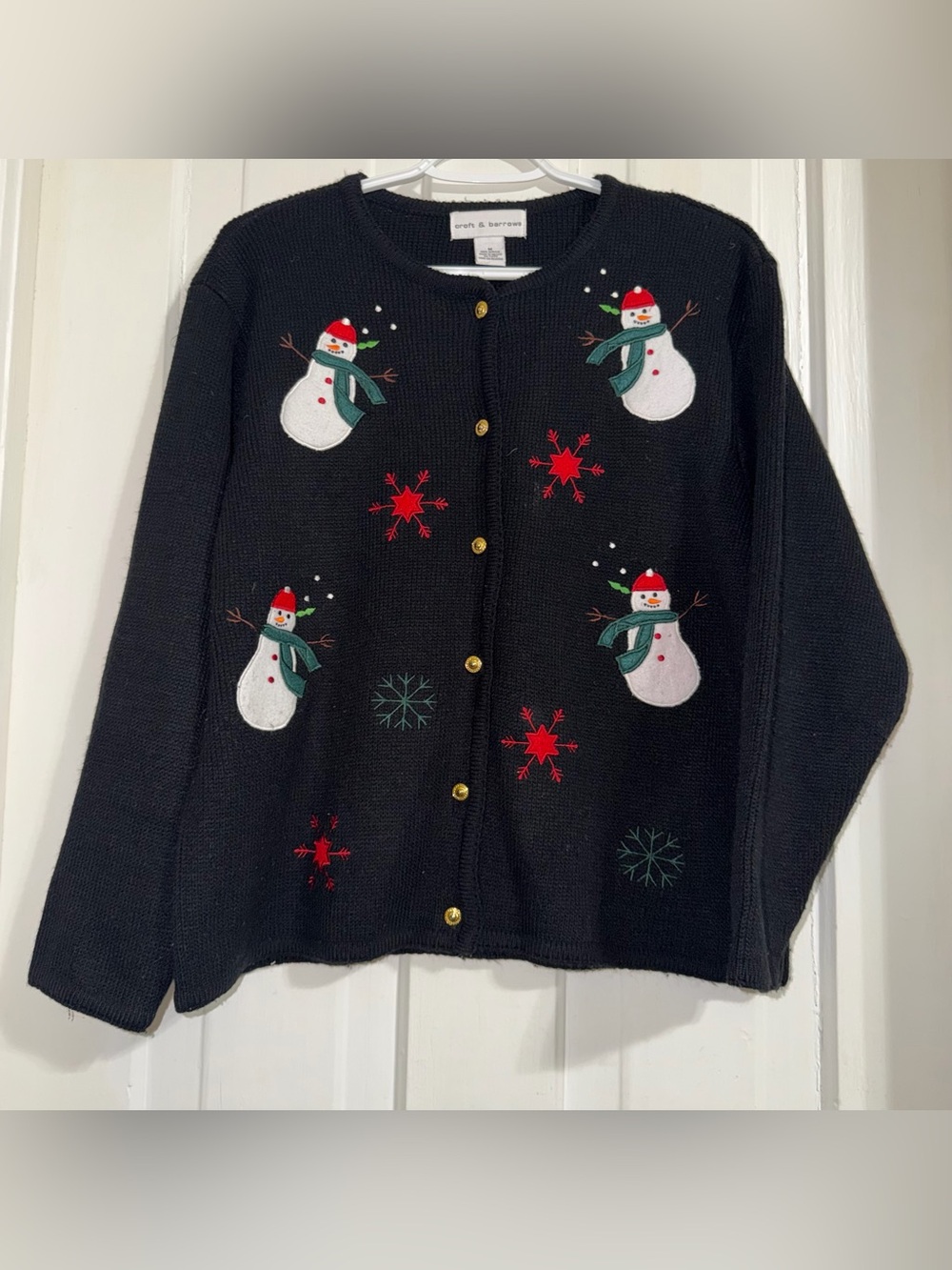 Women's size medium croft & barrow Snowman & Snowflake Christmas holiday sweater